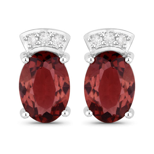 1.35 Carat Genuine Pink Tourmaline and White Diamond 14K White Gold Earrings Bids.com