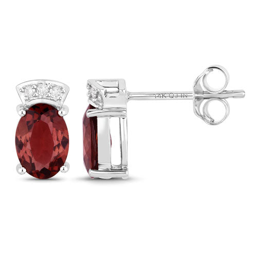1.35 Carat Genuine Pink Tourmaline and White Diamond 14K White Gold Earrings Bids.com