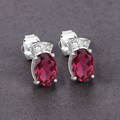 1.35 Carat Genuine Pink Tourmaline and White Diamond 14K White Gold Earrings Bids.com