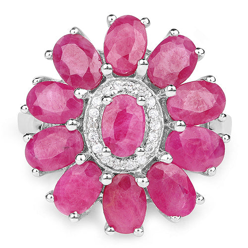 5.83 Carat Genuine Ruby and White Zircon .925 Sterling Silver Ring Bids.com