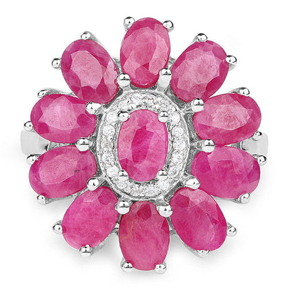 5.83 Carat Genuine Ruby and White Zircon .925 Sterling Silver Ring Bids.com