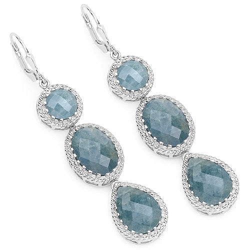 21.32 Carat Genuine Milky Aquamarine .925 Sterling Silver Earrings Bids.com