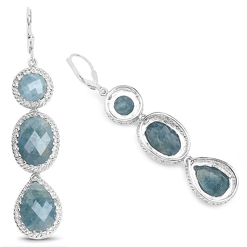 21.32 Carat Genuine Milky Aquamarine .925 Sterling Silver Earrings Bids.com