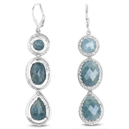 21.32 Carat Genuine Milky Aquamarine .925 Sterling Silver Earrings Bids.com