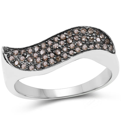 0.21 Carat Genuine Champagne Diamond .925 Sterling Silver Ring Bids.com