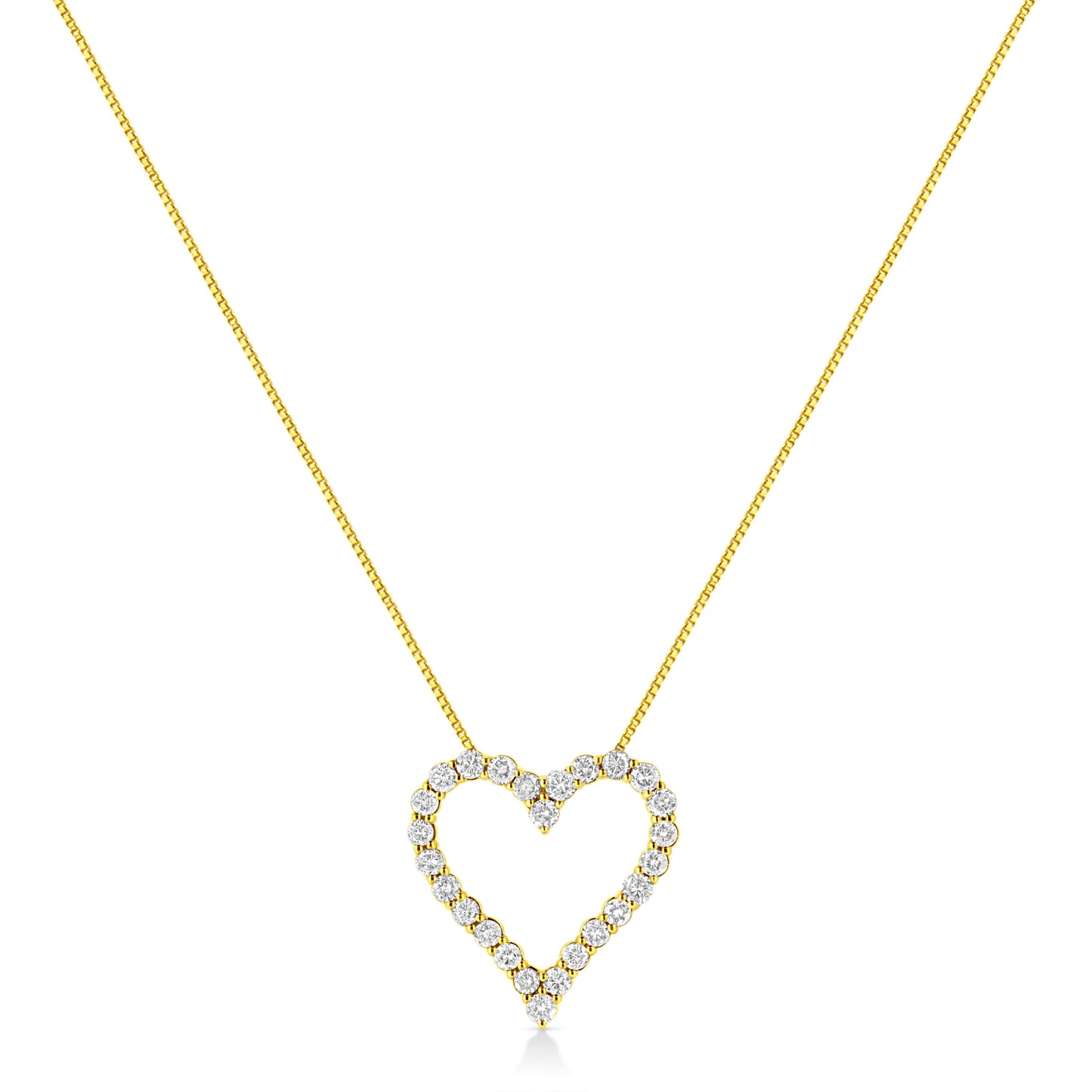 14K Yellow Gold Plated .925 Sterling Silver 2.00 Cttw Shared Prong-Set Round Brilliant-Cut Diamond Open Heart 18" Pendant Necklace (K-L Color, I2-I3 Clarity) Bids.com
