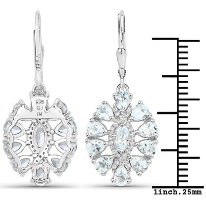2.93 Carat Genuine Aquamarine and White Topaz .925 Sterling Silver Earrings Bids.com