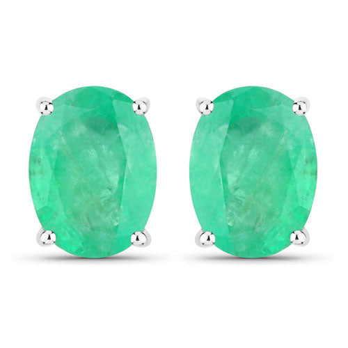 2.40 Carat Genuine Zambian Emerald 10K White Gold Earrings Bids.com