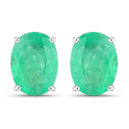 2.40 Carat Genuine Zambian Emerald 10K White Gold Earrings Bids.com