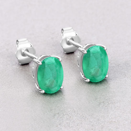2.40 Carat Genuine Zambian Emerald 10K White Gold Earrings Bids.com
