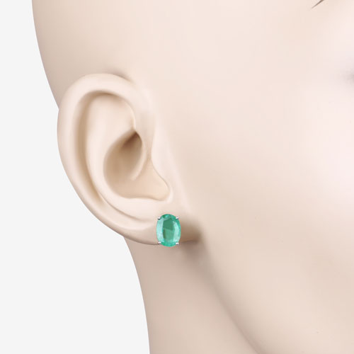 2.40 Carat Genuine Zambian Emerald 10K White Gold Earrings Bids.com