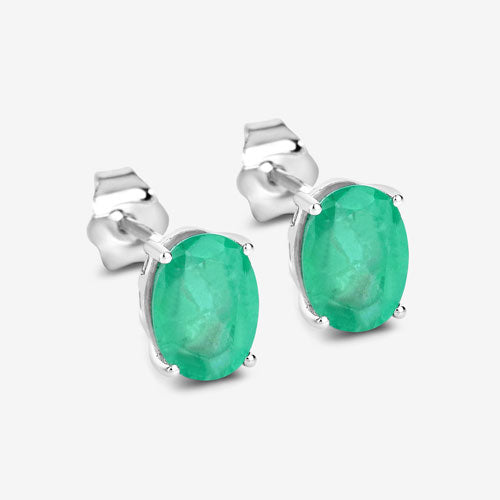 2.40 Carat Genuine Zambian Emerald 10K White Gold Earrings Bids.com
