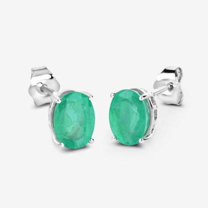 2.40 Carat Genuine Zambian Emerald 10K White Gold Earrings Bids.com
