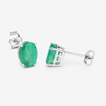 2.40 Carat Genuine Zambian Emerald 10K White Gold Earrings Bids.com
