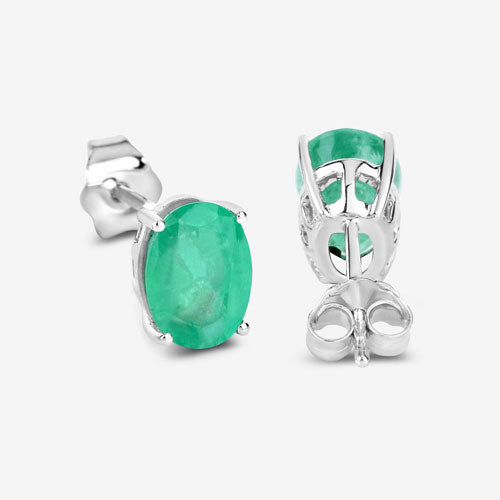 2.40 Carat Genuine Zambian Emerald 10K White Gold Earrings Bids.com