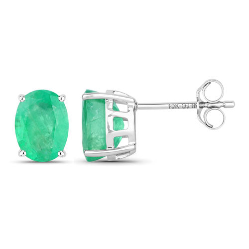 2.40 Carat Genuine Zambian Emerald 10K White Gold Earrings Bids.com