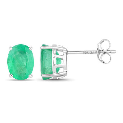 2.40 Carat Genuine Zambian Emerald 10K White Gold Earrings Bids.com