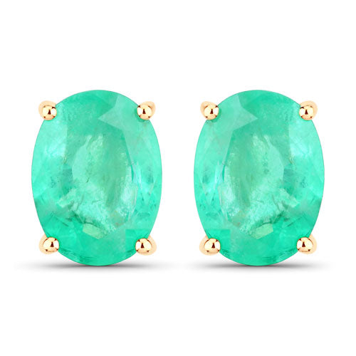 2.40 Carat Genuine Zambian Emerald 10K Yellow Gold Earrings Bids.com