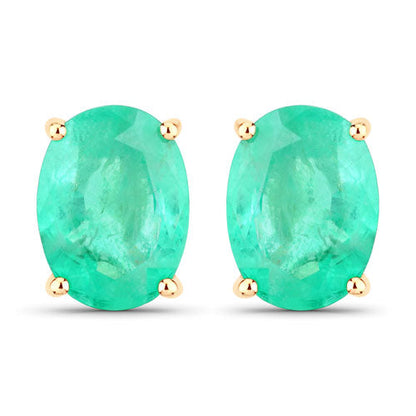 2.40 Carat Genuine Zambian Emerald 10K Yellow Gold Earrings Bids.com