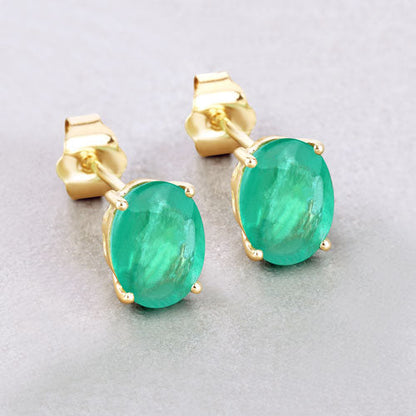2.40 Carat Genuine Zambian Emerald 10K Yellow Gold Earrings Bids.com