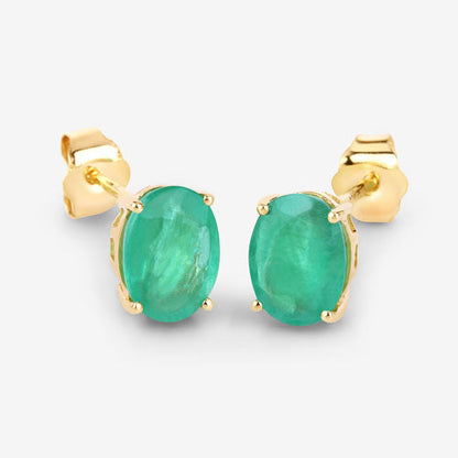 2.40 Carat Genuine Zambian Emerald 10K Yellow Gold Earrings Bids.com