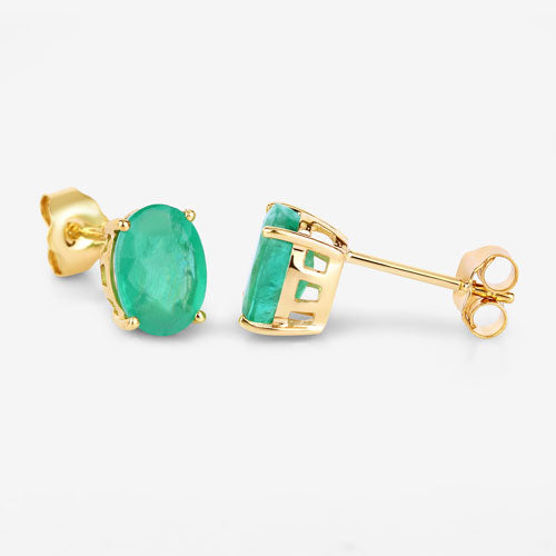 2.40 Carat Genuine Zambian Emerald 10K Yellow Gold Earrings Bids.com