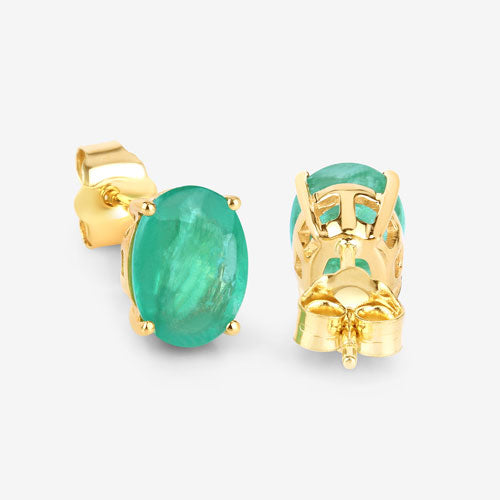 2.40 Carat Genuine Zambian Emerald 10K Yellow Gold Earrings Bids.com
