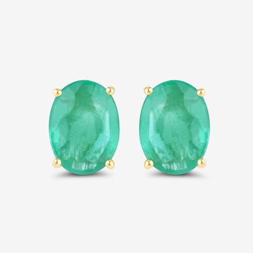 2.40 Carat Genuine Zambian Emerald 10K Yellow Gold Earrings Bids.com