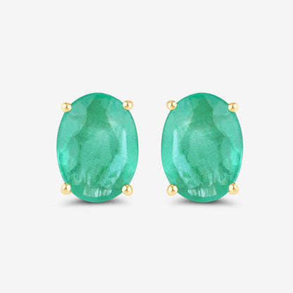 2.40 Carat Genuine Zambian Emerald 10K Yellow Gold Earrings Bids.com