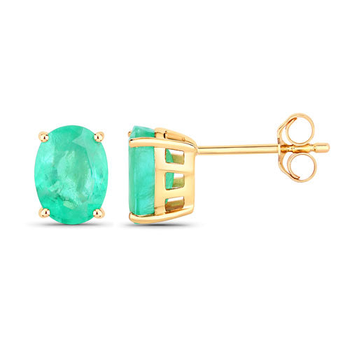 2.40 Carat Genuine Zambian Emerald 10K Yellow Gold Earrings Bids.com