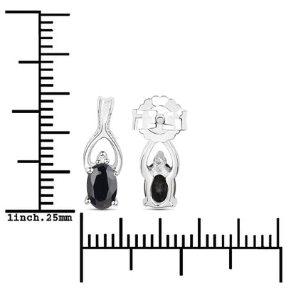 14K White Gold Plated 1.11 Carat Genuine Black Sapphire and White Diamond .925 Sterling Silver Earrings Bids.com