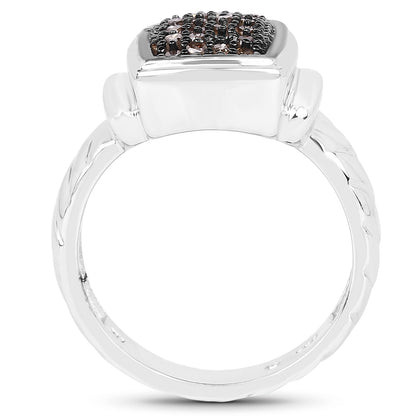 0.22 Carat Genuine Champagne Diamond .925 Sterling Silver Ring Bids.com