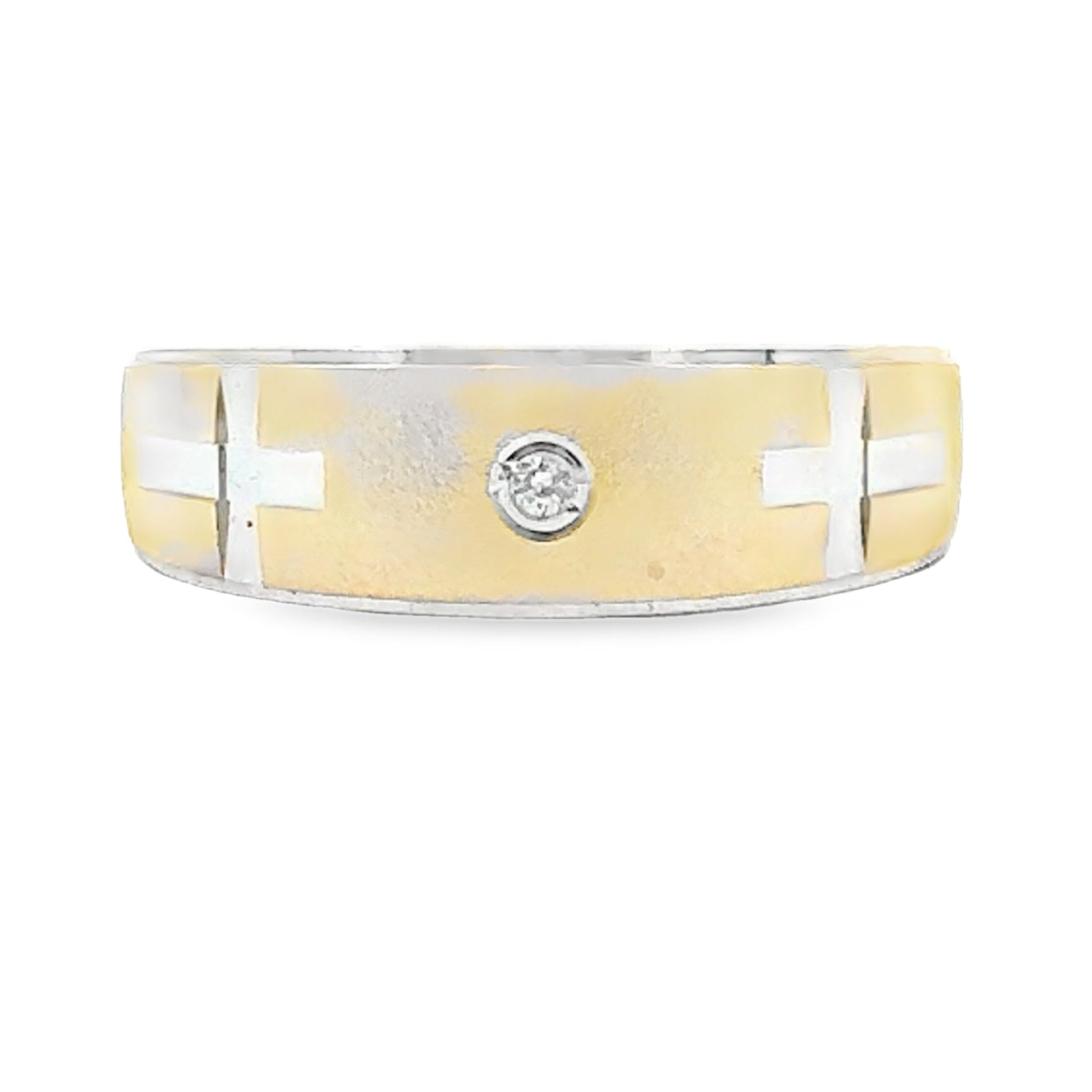 .02ct Mens Ring Wedding Band Sterling Silver 14KT Gold Bids.com