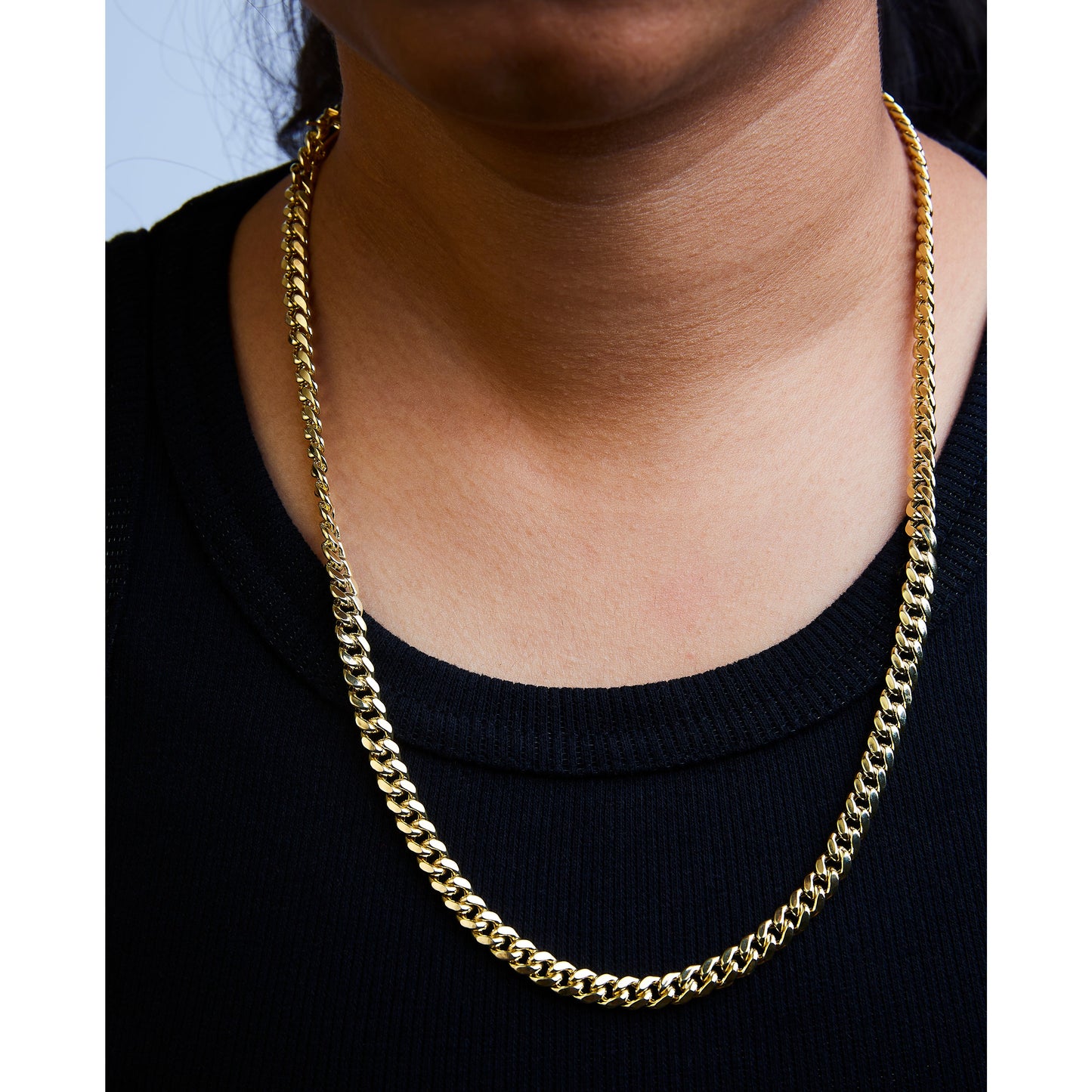 Semi-Solid 14K Yellow Gold 6.1mm Classic Miami Cuban Chain Necklace - 22 Inches Bids.com