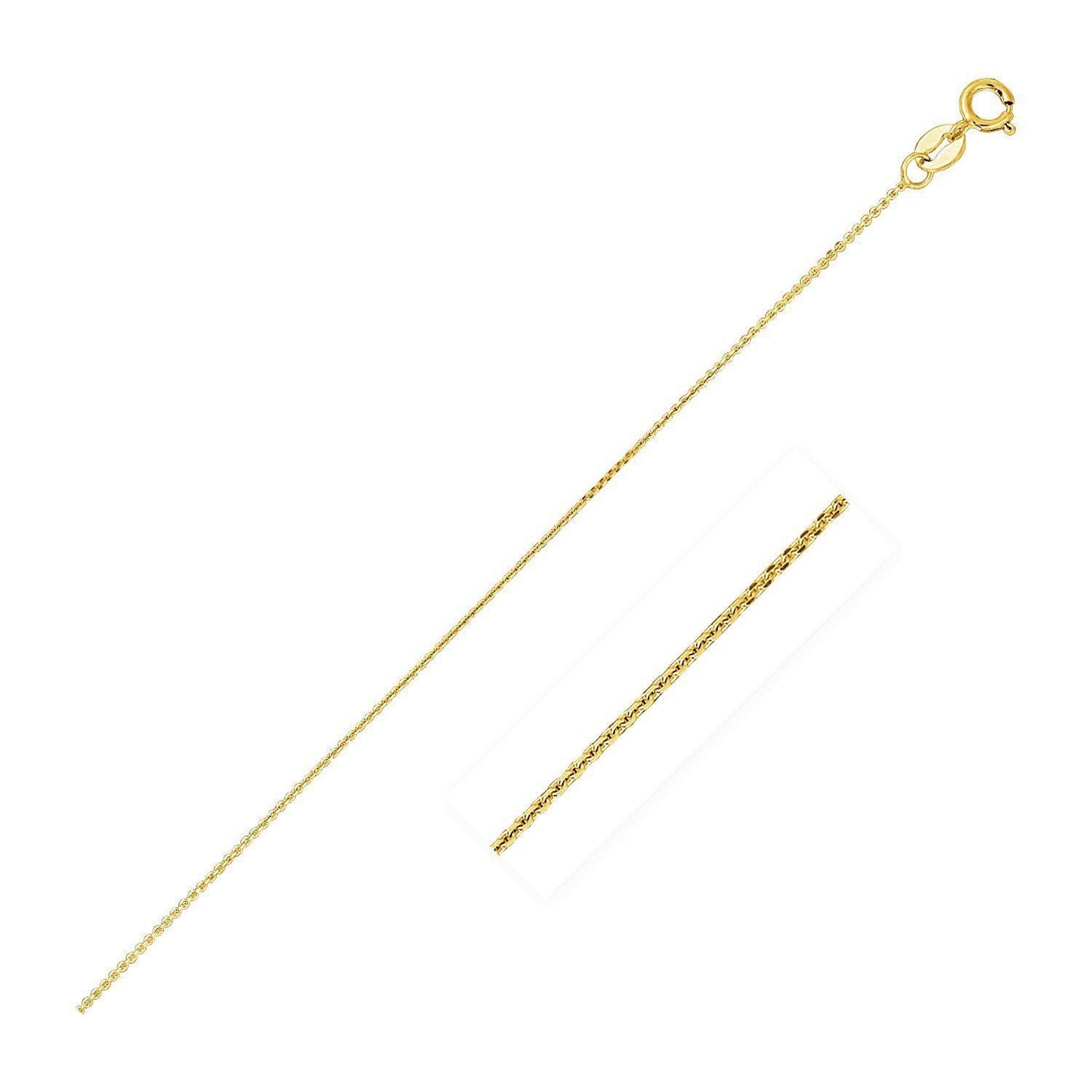 14k Yellow Gold Diamond Cut Cable Link Chain 0.8mm Bids.com