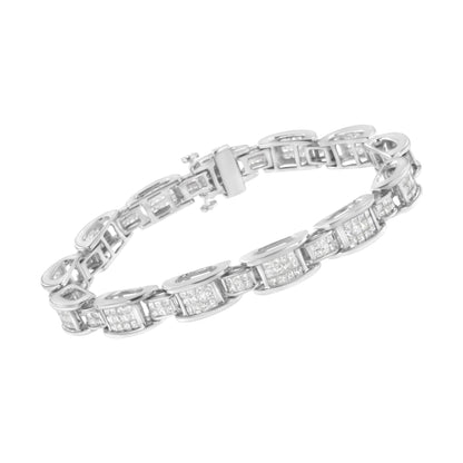 14K White Gold 5.0 Cttw Princess Cut Diamond Invisible Set Alternating Size D Shaped Links Tennis Bracelet (H-I Color, SI2-I1 Clarity) - 7â€ Bids.com