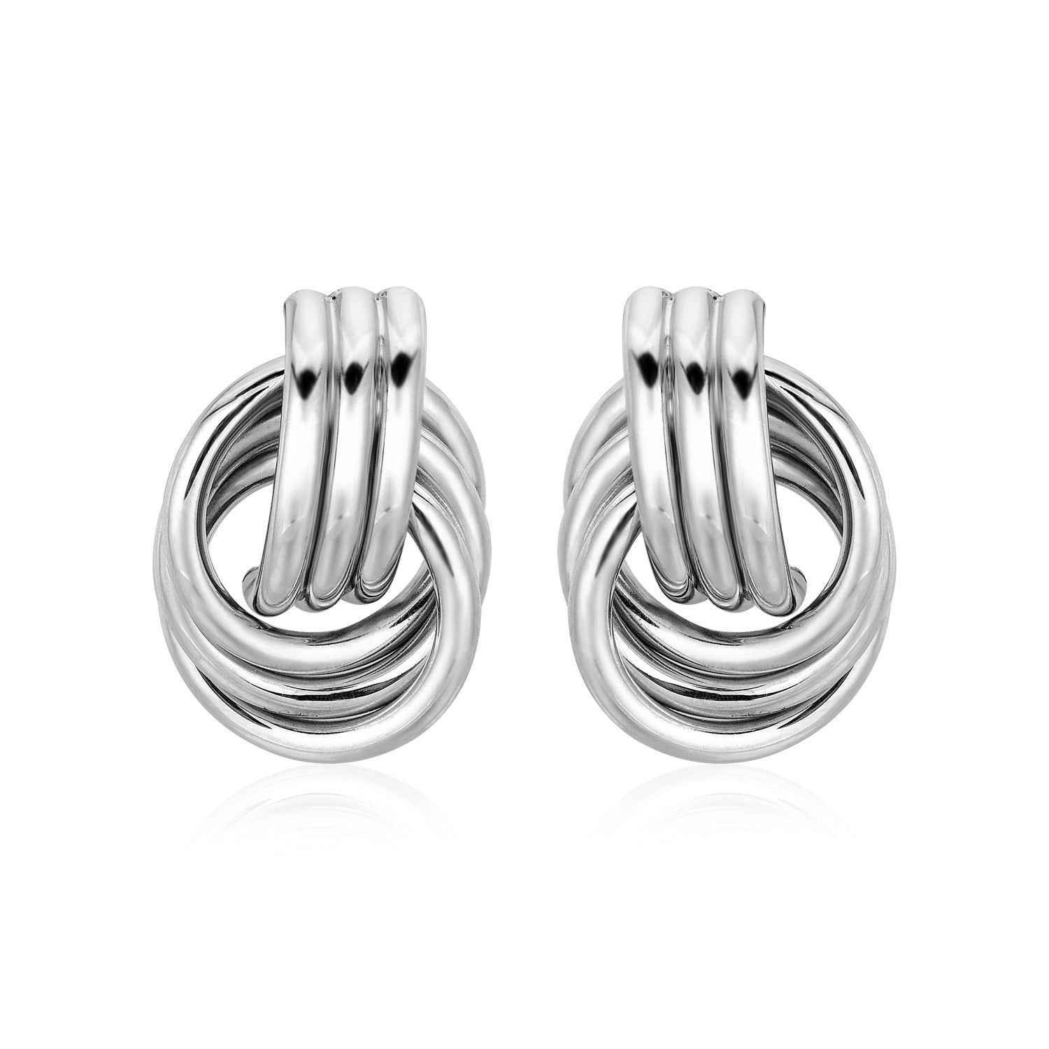 Polished Love Knot Earrings with Interlocking Rings in Sterling Silver Bids.com