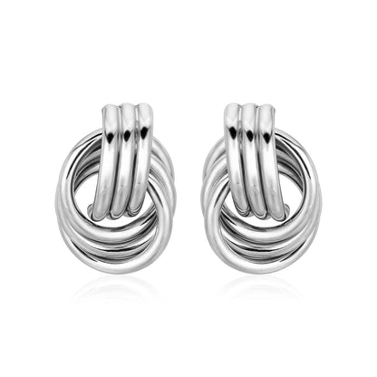 Polished Love Knot Earrings with Interlocking Rings in Sterling Silver Bids.com