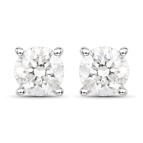 0.80 Carat Genuine White Diamond 14K White Gold Earrings Bids.com