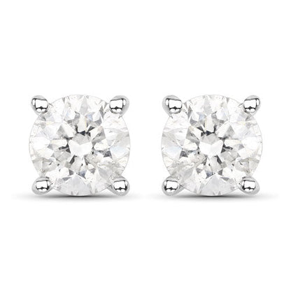 0.80 Carat Genuine White Diamond 14K White Gold Earrings Bids.com