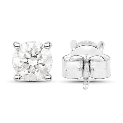 0.80 Carat Genuine White Diamond 14K White Gold Earrings Bids.com