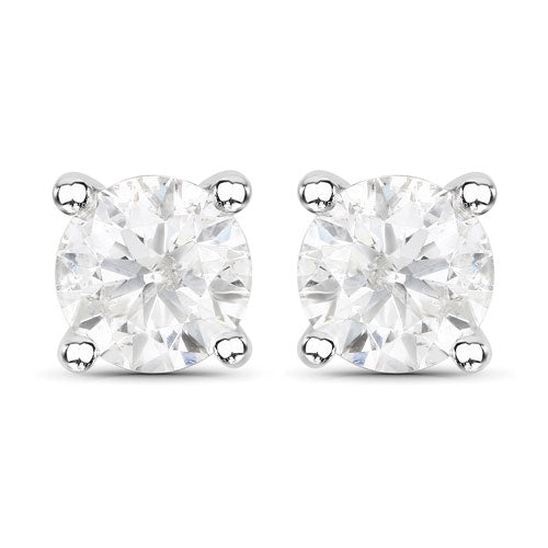 1.02 Carat Genuine White Diamond 14K White Gold Earrings Bids.com
