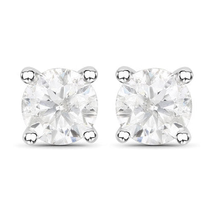 1.02 Carat Genuine White Diamond 14K White Gold Earrings Bids.com