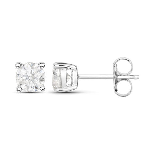 1.02 Carat Genuine White Diamond 14K White Gold Earrings Bids.com