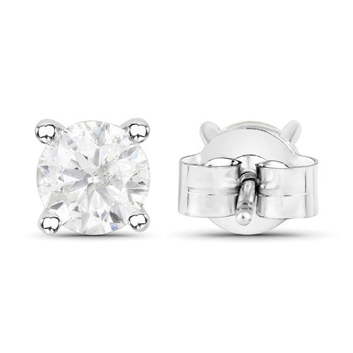 1.02 Carat Genuine White Diamond 14K White Gold Earrings Bids.com