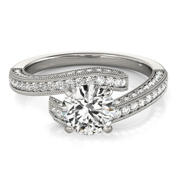 14k White Gold Round Diamond Bypass Style Engagement Ring (1 1/2 cttw) Bids.com