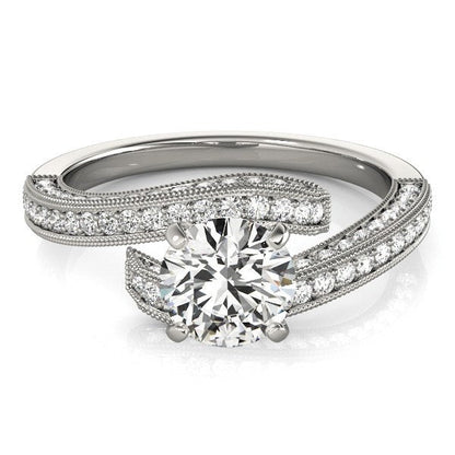 14k White Gold Round Diamond Bypass Style Engagement Ring (1 1/2 cttw) Bids.com