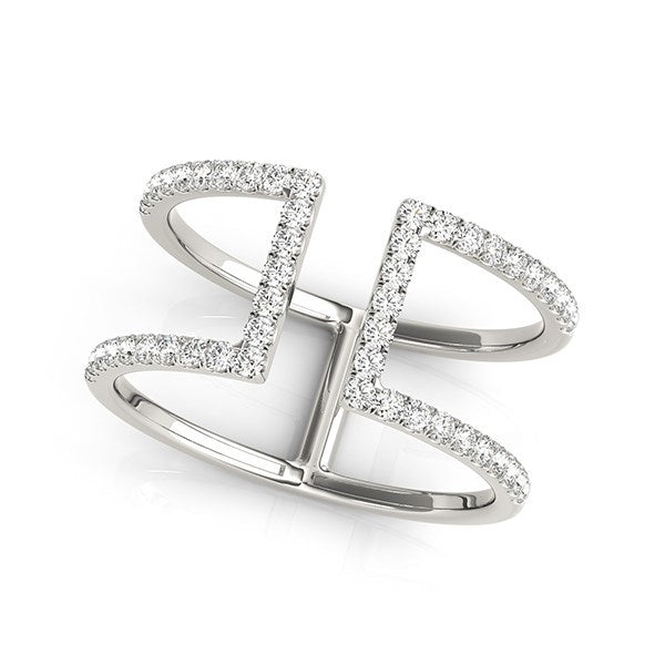 14k White Gold Modern Dual Band Style Diamond Ring (1/2 cttw) Bids.com