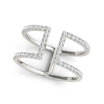 14k White Gold Modern Dual Band Style Diamond Ring (1/2 cttw) Bids.com