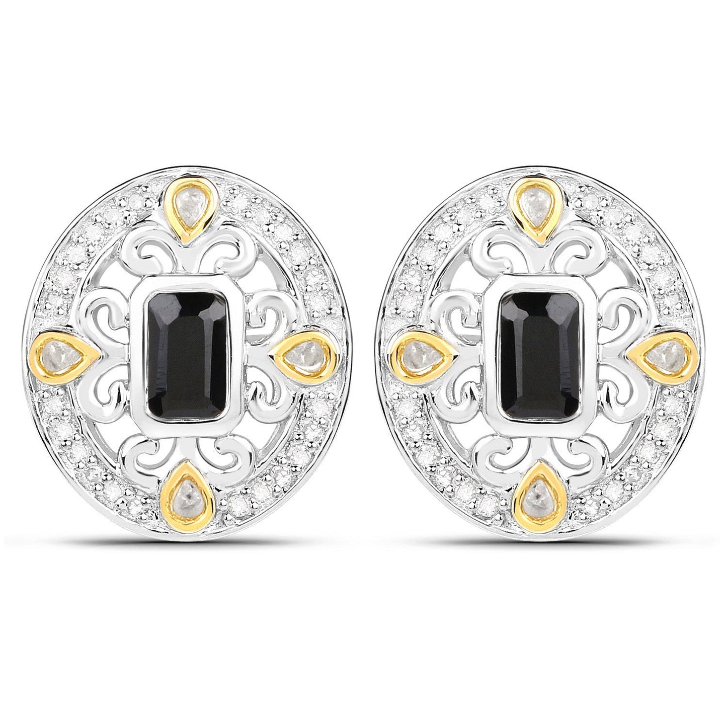 0.93 Carat Genuine Blue Sapphire and White Diamond .925 Sterling Silver Earrings Bids.com